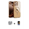 ieg™ iPhone 16 Pro Max Kılıf Atlas Doku Özel Seri - Siyah Buffer Hayalet Cam Ekran Koruyucu + Gri Pers Alüminyum Kamera Lens