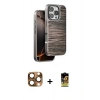 ieg™ iPhone 16 Pro Max Kılıf Atlas Minimal Özel Seri - Siyah Buffer Cam Ekran Koruyucu + Çöl Titanyum Pers Alüminyum Kamera Lens