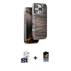ieg™ iPhone 16 Pro Max Kılıf Atlas Minimal Özel Seri - Siyah Buffer Hayalet Cam Ekran Koruyucu + Titanyum Gri Bilvis Titan Kamera Lens
