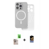 ieg™ iPhone 16 Pro Max Kılıf Çekirdek Klasik - Siyah Buffer Hayalet Cam Ekran Koruyucu + Natural Grey Raze Metal Kamera Lens