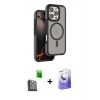 ieg™ iPhone 16 Pro Max Kılıf Çekirdek Minimal Prime - Siyah Bilvis 5in1 5D Magic Hayalet Cam Ekran Koruyucu + Siyah Raze Metal Kamera Lens