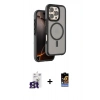 ieg™ iPhone 16 Pro Max Kılıf Çekirdek Minimal Prime - Siyah Buffer Hayalet Cam Ekran Koruyucu + Titanyum Gri Bilvis Titan Kamera Lens