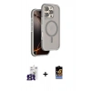 ieg™ iPhone 16 Pro Max Kılıf Çekirdek Minimal Prime - Siyah Buffer Hayalet Cam Ekran Koruyucu + Titanyum Gri Bilvis Titan Kamera Lens