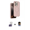 ieg™ iPhone 16 Pro Max Kılıf Çekirdek Minimal Prime - Siyah Buffer Hayalet Cam Ekran Koruyucu + Titanyum Gri Bilvis Titan Kamera Lens