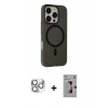 ieg™ iPhone 16 Pro Max Kılıf Çekirdek Modern Prime - Siyah Bilvis 3D Mat Cam Ekran Koruyucu + Gümüş Pers Alüminyum Kamera Lens