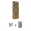 ieg™ iPhone 16 Pro Max Kılıf Çekirdek Modern Prime - Siyah Bilvis 3D Mat Cam Ekran Koruyucu + Gümüş Pers Alüminyum Kamera Lens