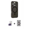 ieg™ iPhone 16 Pro Max Kılıf Çekirdek Modern Prime - Siyah Bilvis 3D Mat Cam Ekran Koruyucu + Titanyum Gri Bilvis Titan Kamera Lens