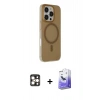 ieg™ iPhone 16 Pro Max Kılıf Çekirdek Modern Prime - Siyah Bilvis 5in1 5D Magic Hayalet Cam Ekran Koruyucu + Gold PVD Metal Kamera Lens