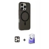 ieg™ iPhone 16 Pro Max Kılıf Çekirdek Modern Prime - Siyah Bilvis 5in1 5D Magic Hayalet Cam Ekran Koruyucu + Gold PVD Metal Kamera Lens
