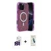 ieg™ iPhone 16 Pro Max Kılıf Eksen Çizgi - Şeffaf Pasifik Cam Ekran Koruyucu + Siyah Bilvis Titan Kamera Lens
