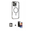 ieg™ iPhone 16 Pro Max Kılıf Eksen Klasik Koleksiyonu - Siyah 3D Antistatik Mat Seramik Nano Ekran Koruyucu + Gold PVD Metal Kamera Lens