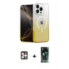 ieg™ iPhone 16 Pro Max Kılıf Eksen Minimal Özel Seri - Siyah 360 Mat Full Body Arka Koruyucu + Gold PVD Metal Kamera Lens