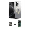 ieg™ iPhone 16 Pro Max Kılıf Eksen Minimal Özel Seri - Siyah 360 Mat Full Body Arka Koruyucu + Gold PVD Metal Kamera Lens