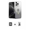 ieg™ iPhone 16 Pro Max Kılıf Eksen Minimal Özel Seri - Siyah Bilvis Hayalet Cam Ekran Koruyucu + Siyah PVD Metal Kamera Lens