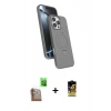 ieg™ iPhone 16 Pro Max Kılıf İz Işık Koleksiyonu - Siyah Buffer Cam Ekran Koruyucu + Çöl Titanyum Raze Metal Kamera Lens