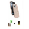 ieg™ iPhone 16 Pro Max Kılıf İz Işık Koleksiyonu - Siyah Buffer Cam Ekran Koruyucu + Çöl Titanyum Raze Metal Kamera Lens