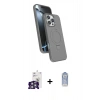 ieg™ iPhone 16 Pro Max Kılıf İz Işık Koleksiyonu - Siyah Joko Magic 5D Cam + Gümüş Bilvis Titan Kamera Lens