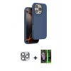 ieg™ iPhone 16 Pro Max Kılıf Kıvılcım Çizgi Serisi - Şeffaf 360 Full Body Arka Koruyucu + Gri Pers Alüminyum Kamera Lens