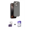 ieg™ iPhone 16 Pro Max Kılıf Kıvılcım Çizgi Serisi - Siyah Bilvis 5in1 3D Magic Cam Ekran Koruyucu + Siyah Bilvis Titan Kamera Lens