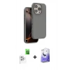 ieg™ iPhone 16 Pro Max Kılıf Kıvılcım Çizgi Serisi - Siyah Bilvis 5in1 5D Magic Hayalet Cam Ekran Koruyucu + Beyaz Raze Metal Kamera Lens