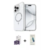 ieg™ iPhone 16 Pro Max Kılıf Kıvılcım Form Prime - Şeffaf Pasifik Cam Ekran Koruyucu + Gümüş Bilvis Titan Kamera Lens