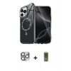 ieg™ iPhone 16 Pro Max Kılıf Kıvılcım Form Prime - Siyah Joko Magic 5D Hayalet Cam + Gri Pers Alüminyum Kamera Lens