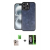 ieg™ iPhone 16 Pro Max Kılıf Kıvılcım Işık Serisi - Şeffaf 360 Full Body Arka Koruyucu + Natural Grey Raze Metal Kamera Lens