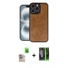 ieg™ iPhone 16 Pro Max Kılıf Kıvılcım Işık Serisi - Şeffaf 360 Full Body Arka Koruyucu + Natural Grey Raze Metal Kamera Lens