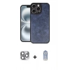 ieg™ iPhone 16 Pro Max Kılıf Kıvılcım Işık Serisi - Siyah Joko Magic 5D Cam + Gri Pers Alüminyum Kamera Lens