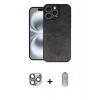 ieg™ iPhone 16 Pro Max Kılıf Kıvılcım Işık Serisi - Siyah Joko Magic 5D Cam + Gri Pers Alüminyum Kamera Lens