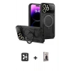 ieg™ iPhone 16 Pro Max Kılıf Kıvılcım Modern Serisi - Siyah Bilvis Hayalet Cam Ekran Koruyucu + Siyah PVD Metal Kamera Lens