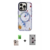 ieg™ iPhone 16 Pro Max Kılıf Kozmos Doku - Siyah Bilvis 3D Mat Cam Ekran Koruyucu + Natural Grey Raze Metal Kamera Lens