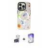 ieg™ iPhone 16 Pro Max Kılıf Kozmos Doku - Siyah Bilvis 5in1 3D Magic Cam Ekran Koruyucu + Titanyum Gri Bilvis Titan Kamera Lens