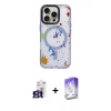 ieg™ iPhone 16 Pro Max Kılıf Kozmos Doku - Siyah Bilvis 5in1 3D Magic Cam Ekran Koruyucu + Titanyum Gri Bilvis Titan Kamera Lens