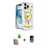 ieg™ iPhone 16 Pro Max Kılıf Kozmos Doku - Siyah Buffer Hayalet Cam Ekran Koruyucu + Çöl Titanyum Raze Metal Kamera Lens