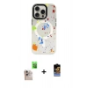 ieg™ iPhone 16 Pro Max Kılıf Kozmos Doku - Siyah Buffer Hayalet Cam Ekran Koruyucu + Natural Grey Raze Metal Kamera Lens
