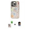 ieg™ iPhone 16 Pro Max Kılıf Kozmos Doku - Siyah Buffer Hayalet Cam Ekran Koruyucu + Natural Grey Raze Metal Kamera Lens