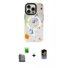 ieg™ iPhone 16 Pro Max Kılıf Kozmos Doku - Siyah Buffer Hayalet Cam Ekran Koruyucu + Siyah Raze Metal Kamera Lens