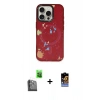 ieg™ iPhone 16 Pro Max Kılıf Kozmos Doku - Siyah Buffer Hayalet Cam Ekran Koruyucu + Siyah Raze Metal Kamera Lens