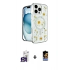 ieg™ iPhone 16 Pro Max Kılıf Kozmos Doku - Siyah Buffer Hayalet Cam Ekran Koruyucu + Titanyum Gri Bilvis Titan Kamera Lens