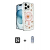 ieg™ iPhone 16 Pro Max Kılıf Kozmos Doku - Siyah Joko Magic 5D Cam + Siyah PVD Metal Kamera Lens