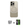 ieg™ iPhone 16 Pro Max Kılıf Kozmos Form Özel Seri - Şeffaf 360 Full Body Arka Koruyucu + Gri Pers Alüminyum Kamera Lens