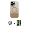 ieg™ iPhone 16 Pro Max Kılıf Kozmos Form Özel Seri - Şeffaf 360 Full Body Arka Koruyucu + Gri Pers Alüminyum Kamera Lens