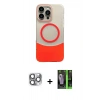 ieg™ iPhone 16 Pro Max Kılıf Kozmos Form Özel Seri - Şeffaf 360 Full Body Arka Koruyucu + Gri Pers Alüminyum Kamera Lens