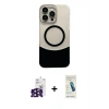 ieg™ iPhone 16 Pro Max Kılıf Kozmos Form Özel Seri - Şeffaf Pasifik Cam Ekran Koruyucu + Siyah Bilvis Titan Kamera Lens