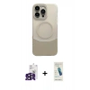 ieg™ iPhone 16 Pro Max Kılıf Kozmos Form Özel Seri - Şeffaf Pasifik Cam Ekran Koruyucu + Siyah Bilvis Titan Kamera Lens
