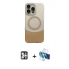 ieg™ iPhone 16 Pro Max Kılıf Kozmos Form Özel Seri - Siyah 3D Antistatik Cam Ekran Koruyucu + Gümüş PVD Metal Kamera Lens