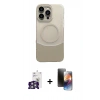 ieg™ iPhone 16 Pro Max Kılıf Kozmos Form Özel Seri - Siyah 3D Antistatik Mat Seramik Nano Ekran Koruyucu + Gümüş Bilvis Titan Kamera Lens