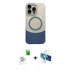 ieg™ iPhone 16 Pro Max Kılıf Kozmos Form Özel Seri - Siyah 3D Antistatik Seramik Nano Ekran Koruyucu + Beyaz Raze Metal Kamera Lens