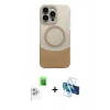 ieg™ iPhone 16 Pro Max Kılıf Kozmos Form Özel Seri - Siyah 3D Antistatik Seramik Nano Ekran Koruyucu + Beyaz Raze Metal Kamera Lens